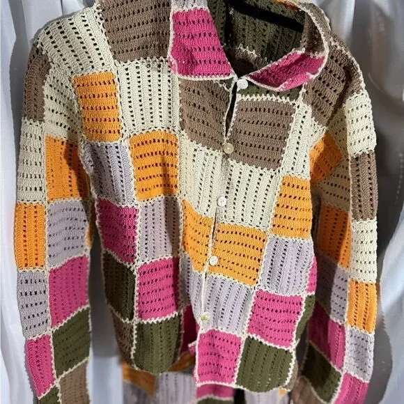 FREE PEOPLE BY SHE MADE ME NWT HAND MADE EDITH PANT SET MEDIUM - Picture 9 of 10